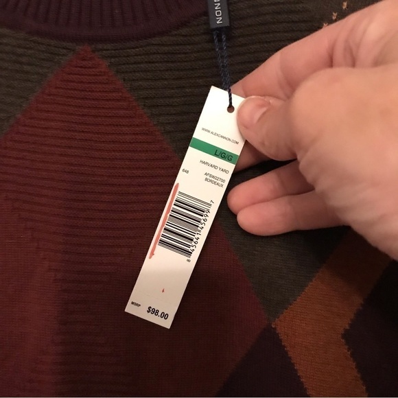 Alex Cannon Argyle Patterned Cotton Pull Over Sweater. Size L. New With Tags. - Picture 5 of 6